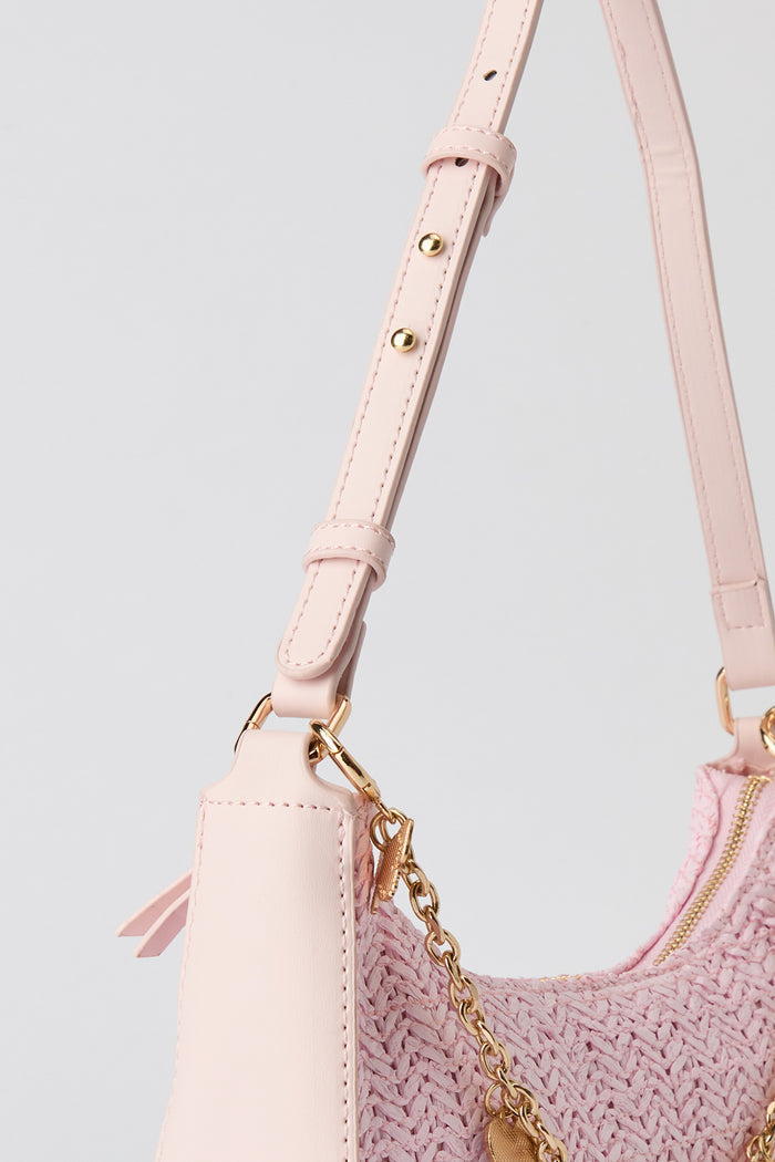 Raffia Charm Shoulder Bag