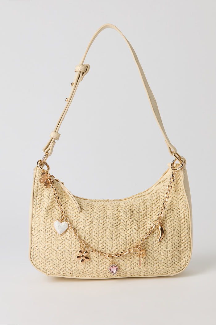 Raffia Charm Shoulder Bag