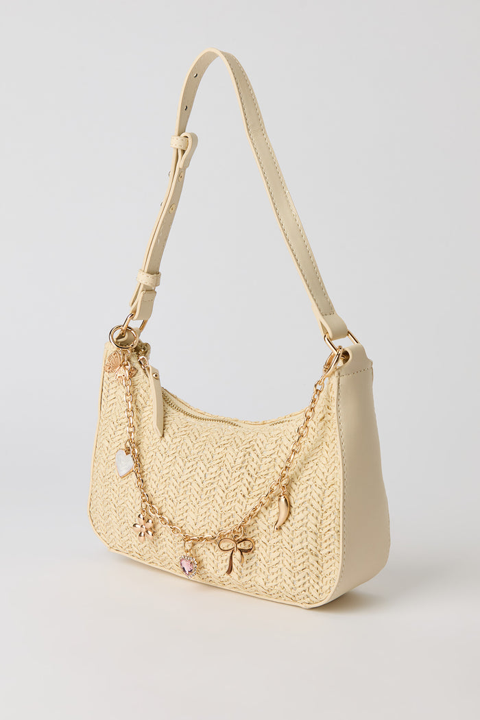 Raffia Charm Shoulder Bag