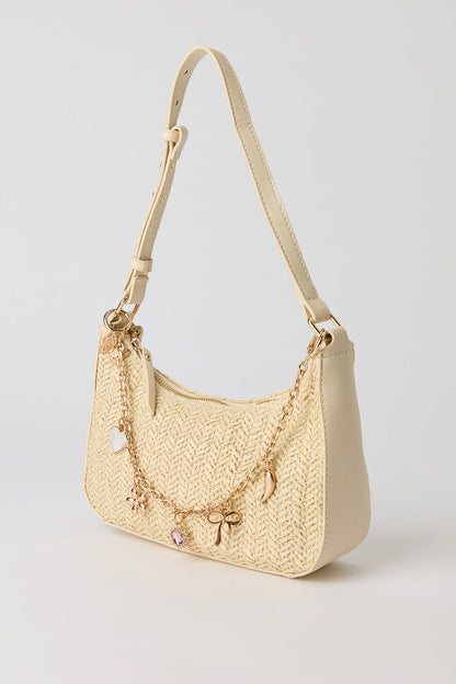 Raffia Charm Shoulder Bag