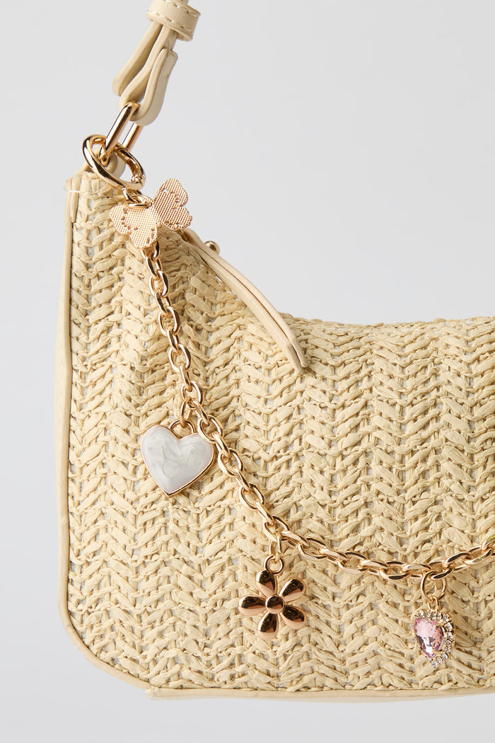 Raffia Charm Shoulder Bag