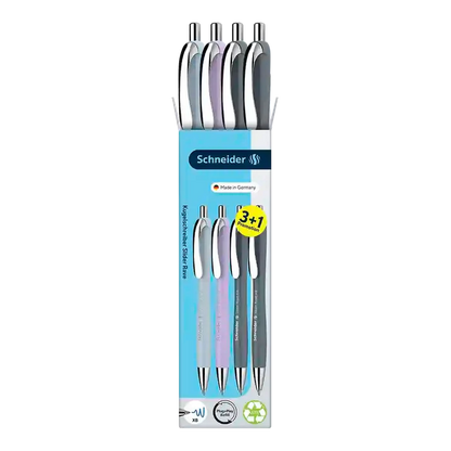Schneider Rave Retractable Ballpoint Pen XB, Trend 26 Limited Edition, Promo Set of 3 + 1 FREE Pen 132654