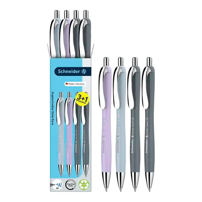 Schneider Rave Retractable Ballpoint Pen XB, Trend 26 Limited Edition, Promo Set of 3 + 1 FREE Pen 132654
