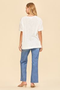 Raw Edge V-Neck Cotton Top by Andree by Unit