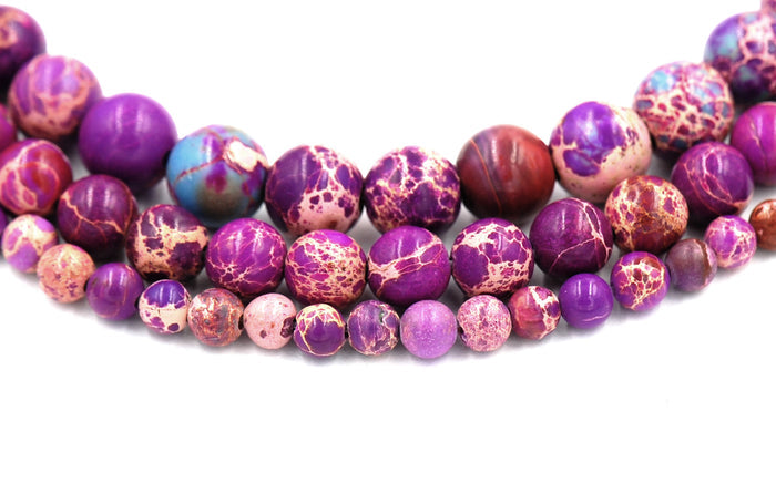 Red Violet Impression Jasper 4mm, 6mm, 8mm, 10mm, 12mm Round Beads  -15 strand