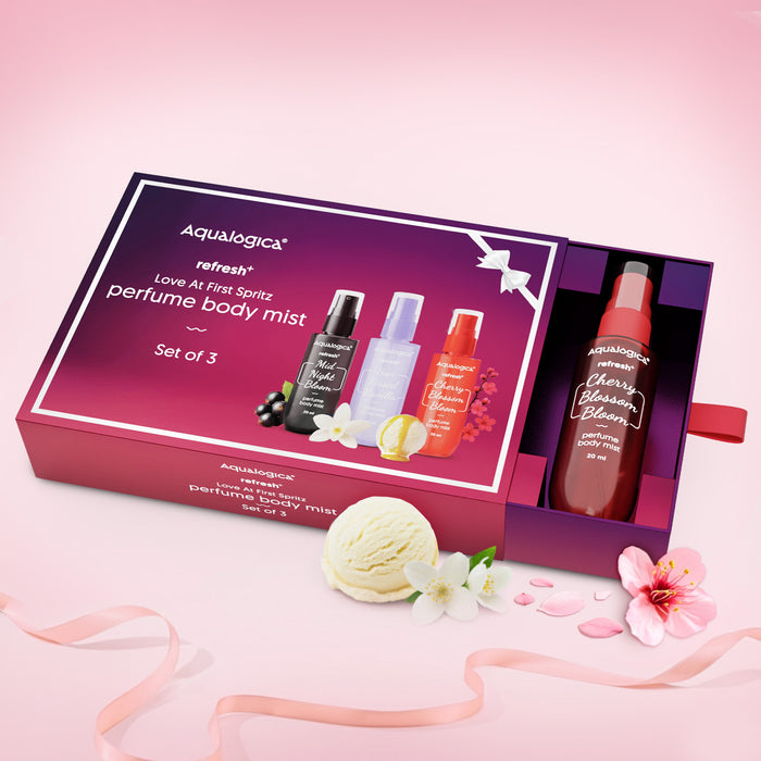 Love at First Spritz box set with three Aqualogica body mists