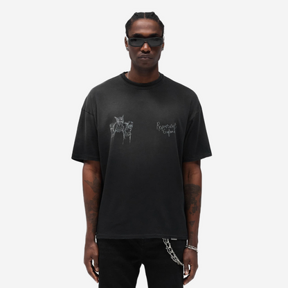 Represent Hand Drawn Thoroughbred Dogs Tee Aged Black