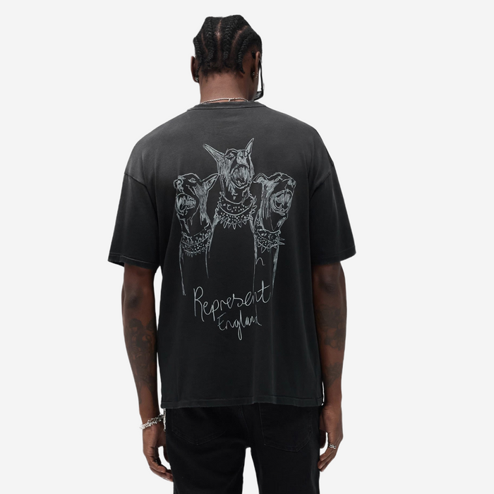 Represent Hand Drawn Thoroughbred Dogs Tee Aged Black