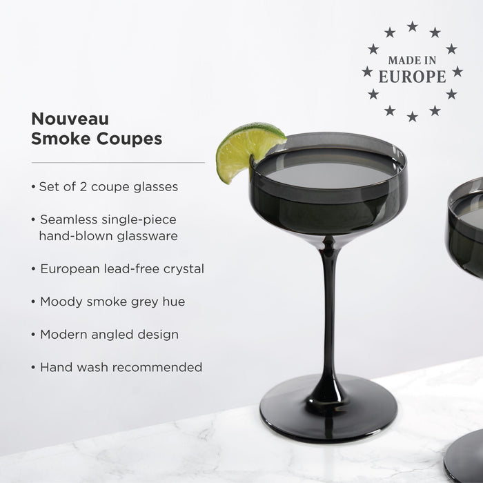 Reserve Nouveau Crystal Coupe Glasses in Smoke Set of 2