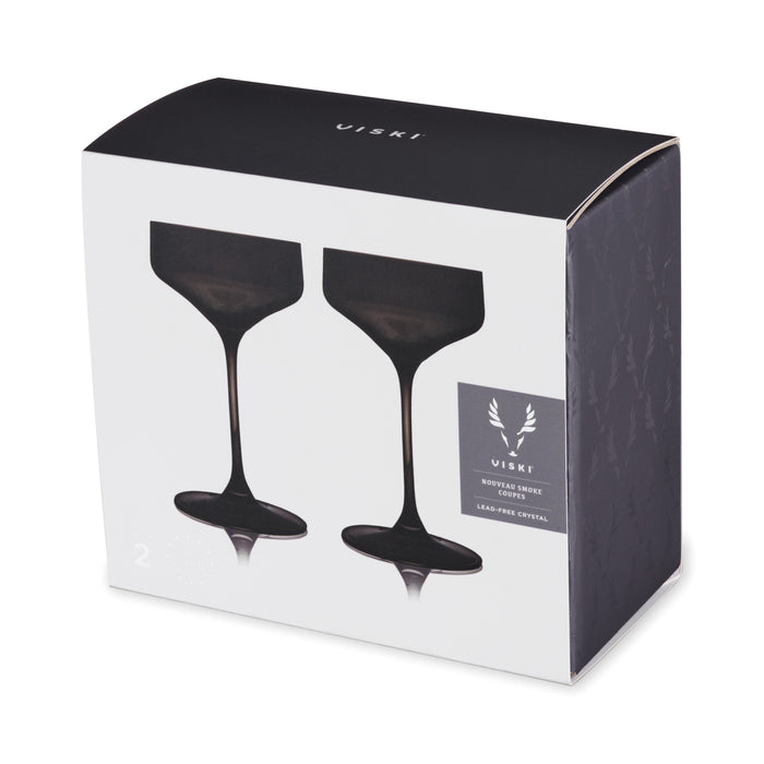 Reserve Nouveau Crystal Coupe Glasses in Smoke Set of 2