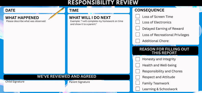 Responsibility Review Kids Responsibility Chart