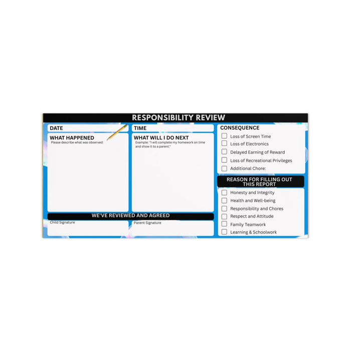 Responsibility Review Kids Responsibility Chart