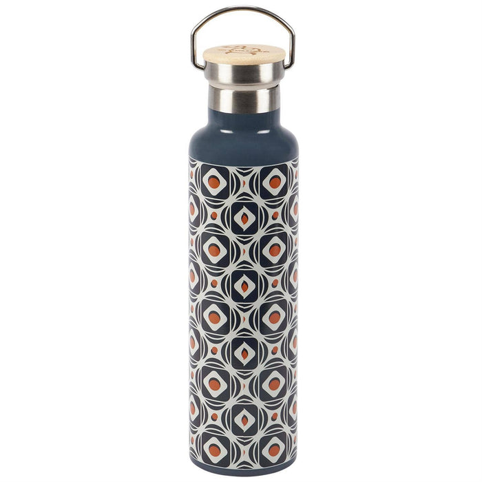 Questionables Retro Tile insulated glass bottle with retro tile design, double-walled for temperature retention.