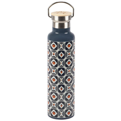 Questionables Retro Tile insulated glass bottle with retro tile design, double-walled for temperature retention.
