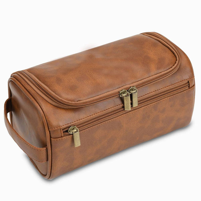 ACCITY Retro Travel Dopp Kit toiletry bag with vintage design and multiple compartments for toiletries and grooming essentials.