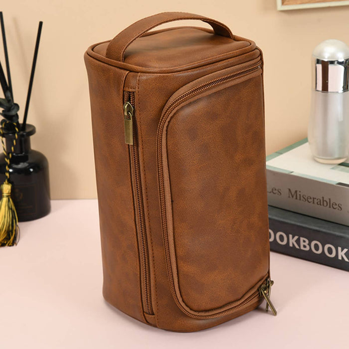 ACCITY Retro Travel Dopp Kit toiletry bag with vintage design, compact and stylish for travel essentials.