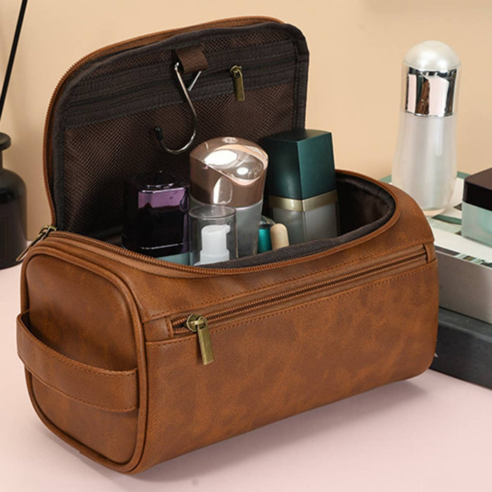 ACCITY Retro Travel Dopp Kit toiletry bag with vintage design, zipper closure, and compact storage for travel essentials.