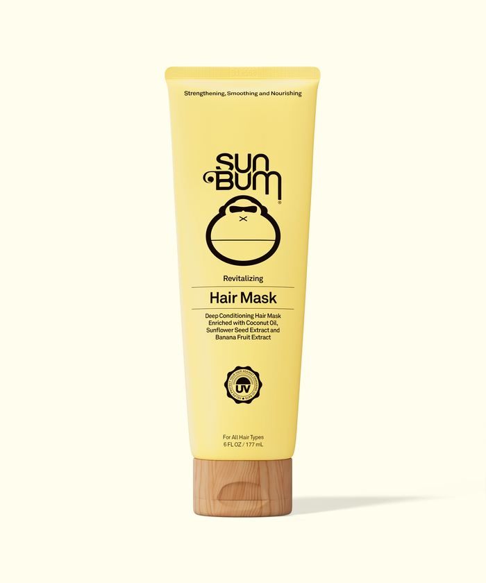 Sun Bum hair mask tube on a white background