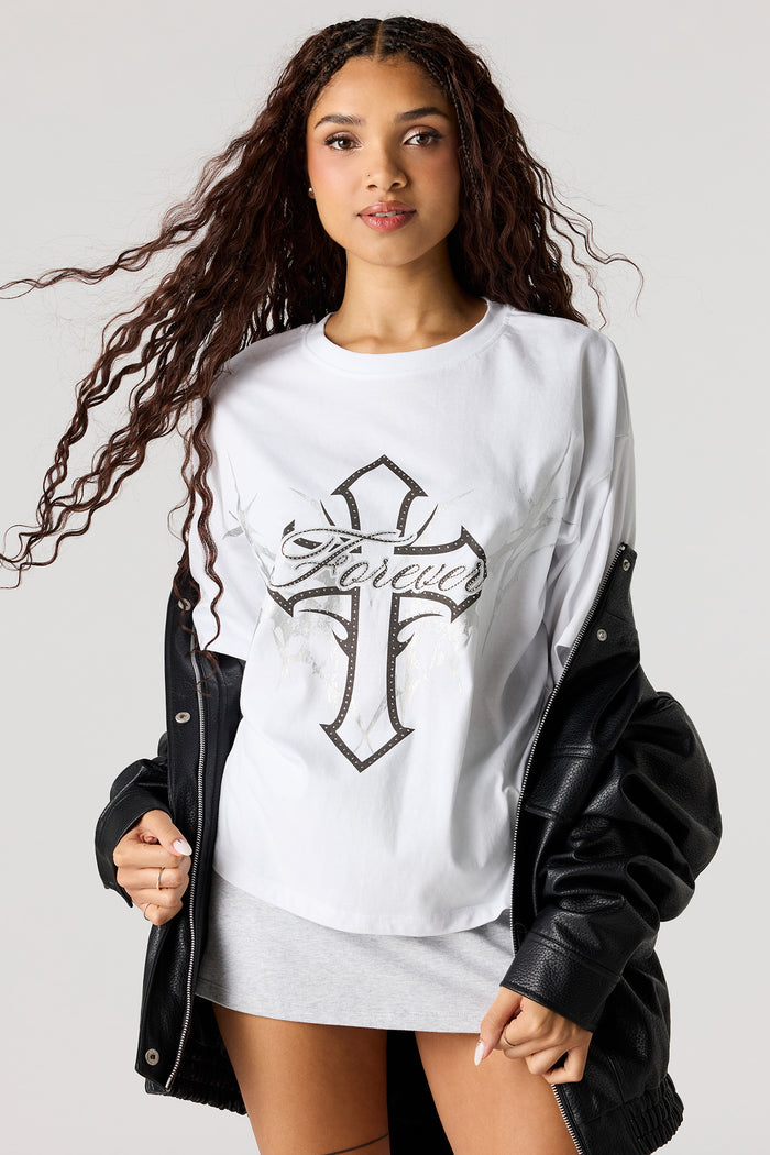 Rhinestone Graphic Boyfriend T-Shirt