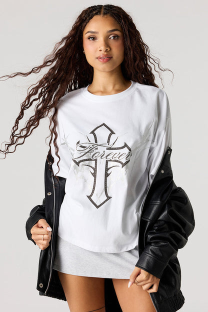 Rhinestone Graphic Boyfriend T-Shirt
