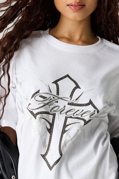 Rhinestone Graphic Boyfriend T-Shirt