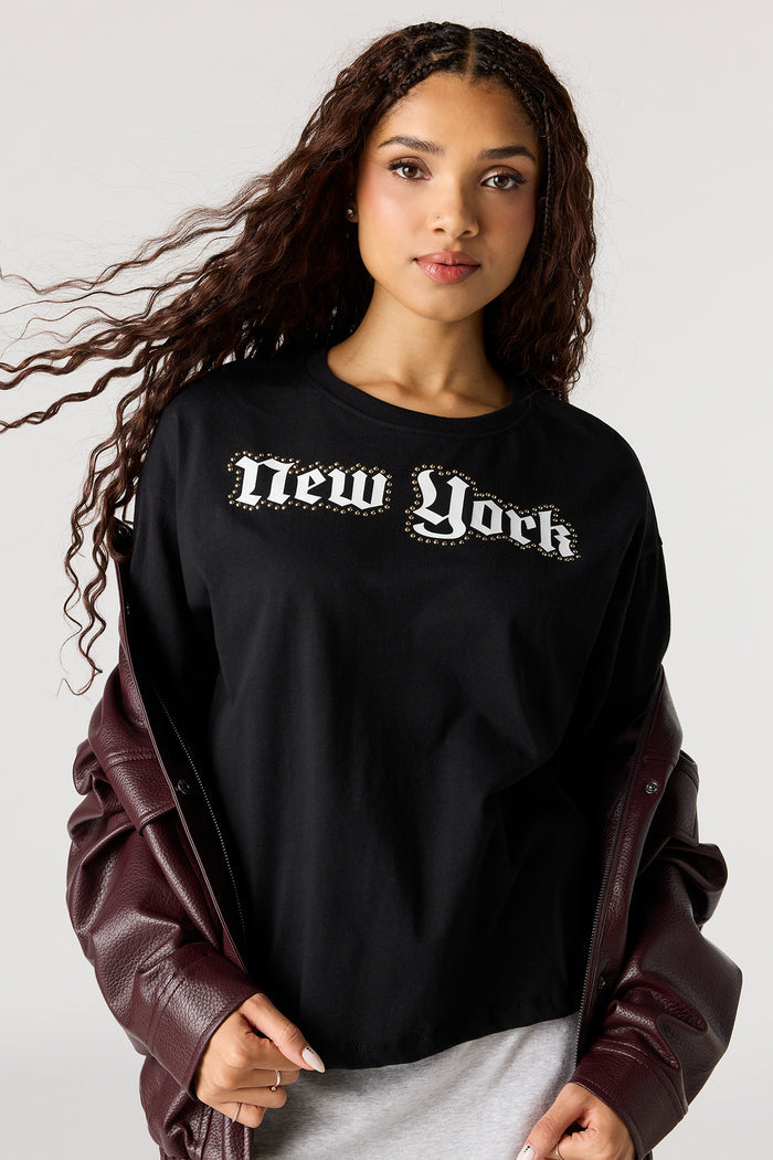 Rhinestone Graphic Boyfriend T-Shirt