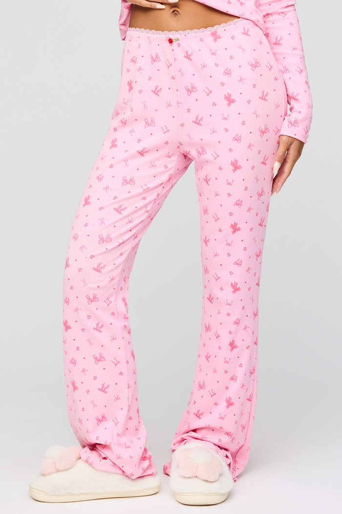 Ribbed Button-Up Top & Pant Pajama Set
