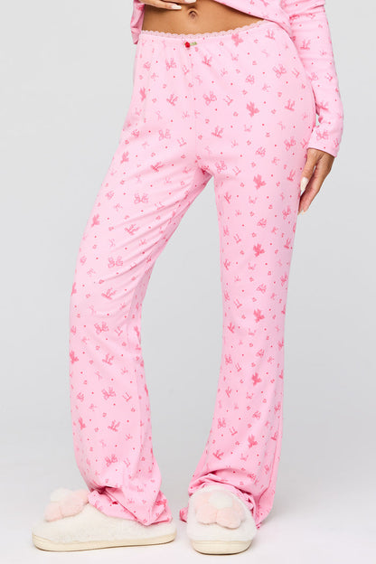 Ribbed Button-Up Top & Pant Pajama Set