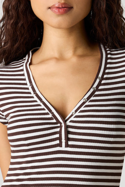 Ribbed Henley T-Shirt