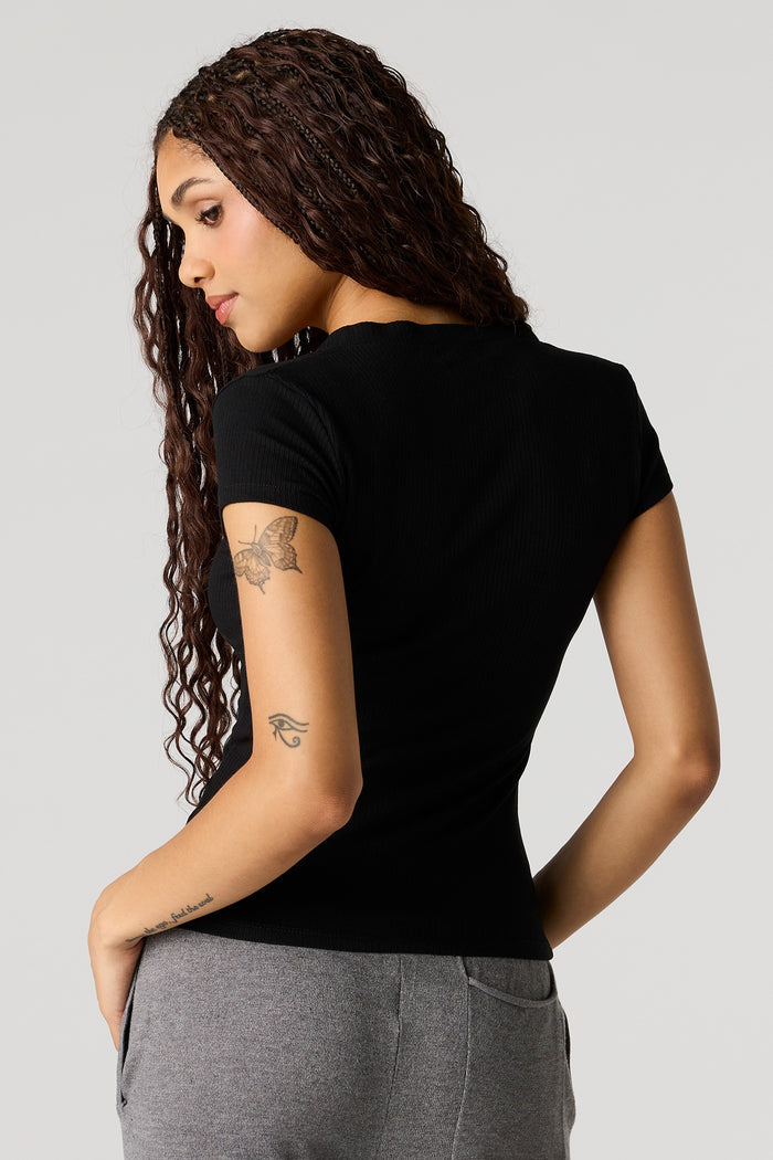 Ribbed Henley T-Shirt