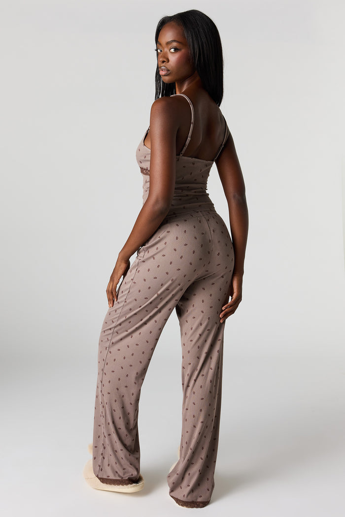 Ribbed Lace Tank & Pant Pajama Set