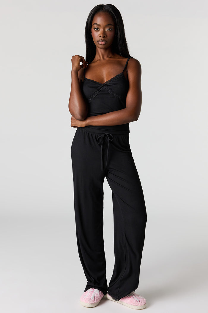 Ribbed Lace Tank & Pant Pajama Set