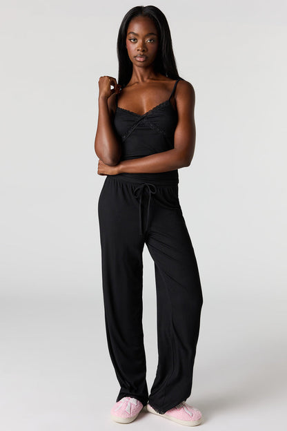Ribbed Lace Tank & Pant Pajama Set