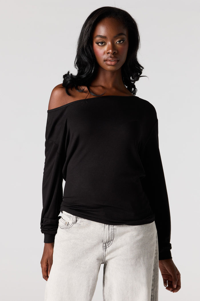 Ribbed Long Sleeve Dolman Top