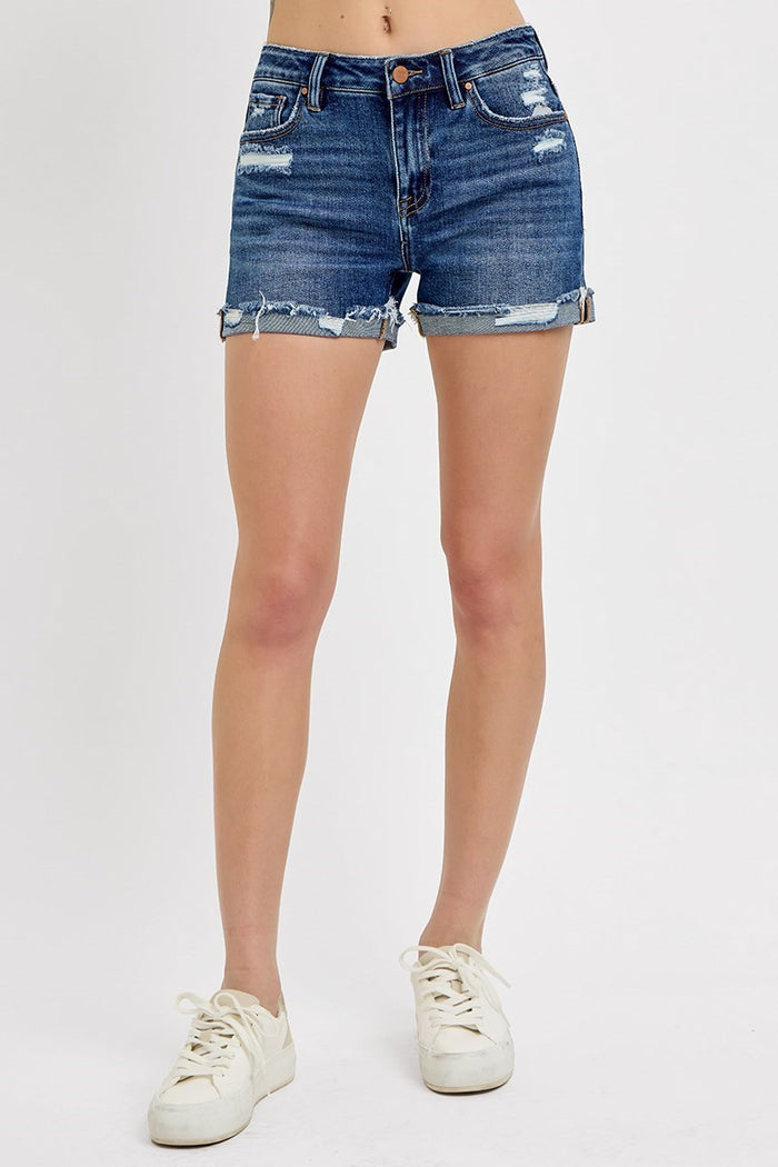 Risen Mid Rise Cuffed Shorts Denim