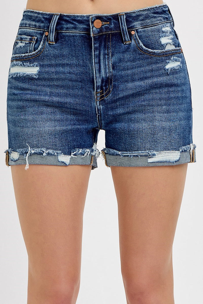 Risen Mid Rise Cuffed Shorts Denim