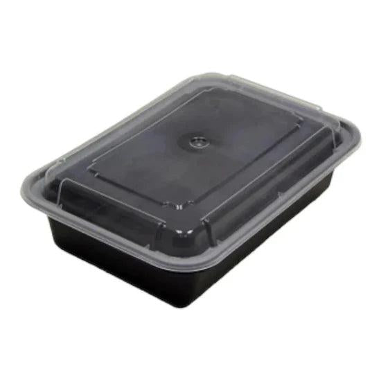 RitePak - 16oz, 7" x 5" x 1.5" Black Polypropylene Rectangular Container with Lid Combo, 150/Cs - MR7516BE - DISCONTINUED