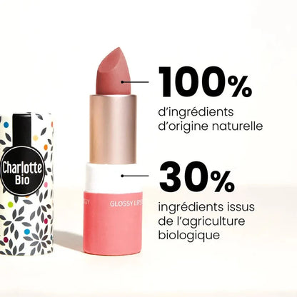 Rouge à lèvres glossy bio Bois de Rose Charlotte Bio, confort des lèvres