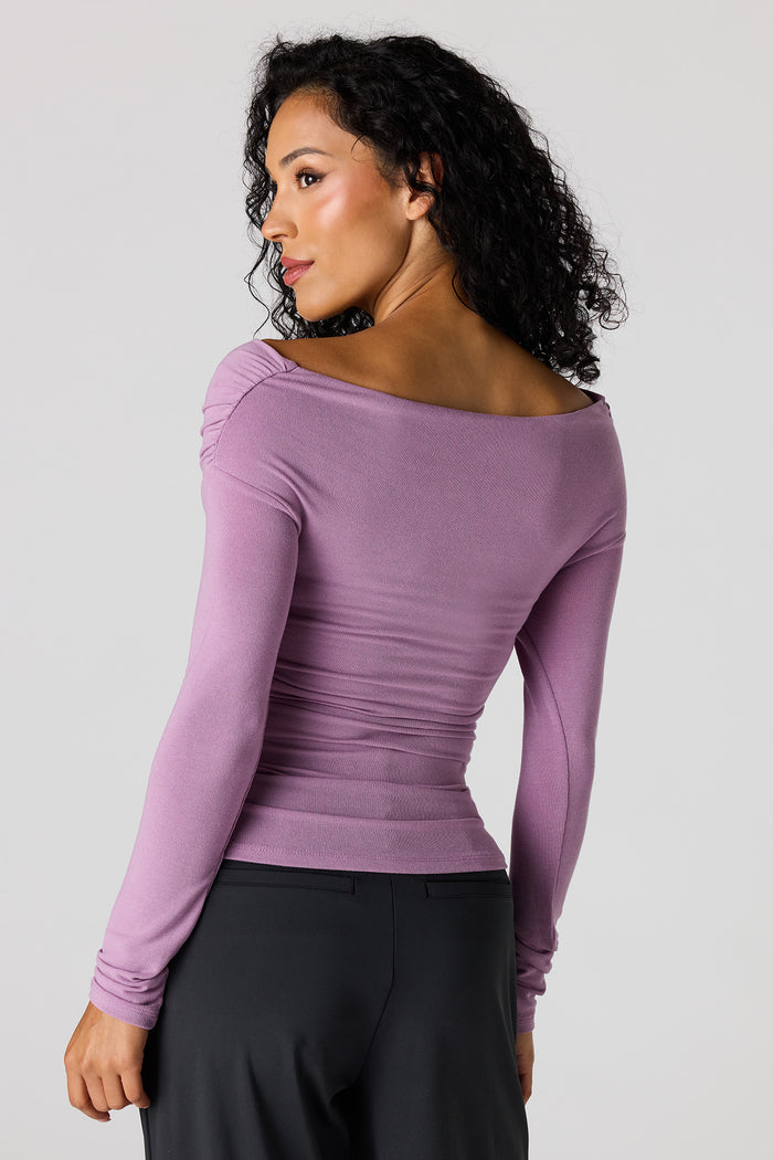Ruched Surplice Off Shoulder Top