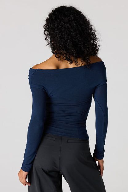 Ruched Surplice Off Shoulder Top