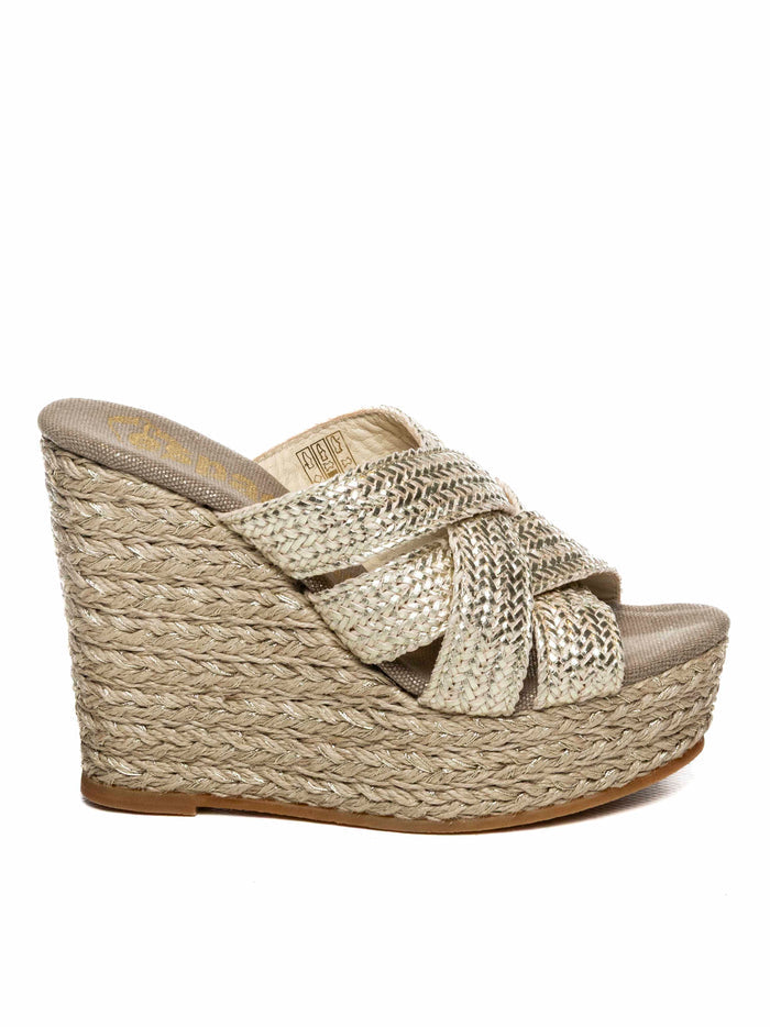 ESPADRILLES Sandalo nico intrecciato platino NICO TRENZAS-PLATINO