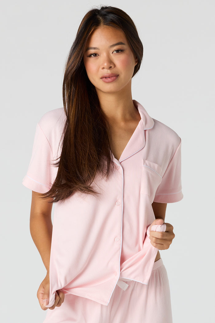 Satin Button-Up Top & Pant Pajama Set
