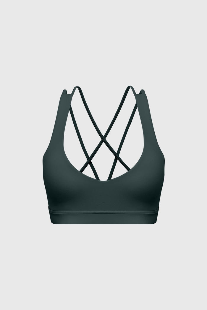 Scoop Neck Crossback Bra | Deep Sea sports bra featuring a strappy criss-cross back and scoop neckline | WISKII Active