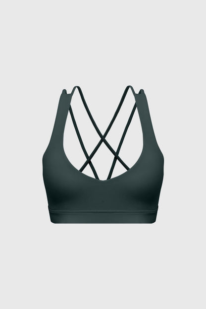 Scoop Neck Crossback Bra | Deep Sea sports bra featuring a strappy criss-cross back and scoop neckline | WISKII Active
