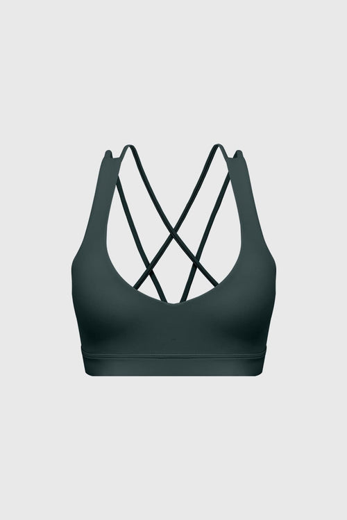 Scoop Neck Crossback Bra | Deep Sea sports bra featuring a strappy criss-cross back and scoop neckline | WISKII Active