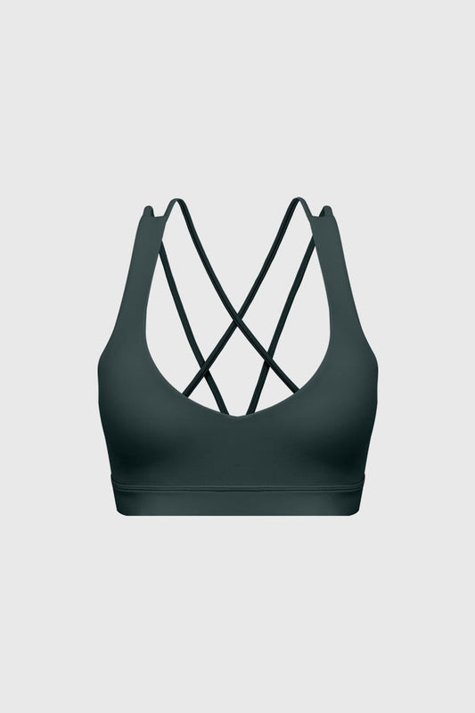 Scoop Neck Crossback Bra | Deep Sea sports bra featuring a strappy criss-cross back and scoop neckline | WISKII Active