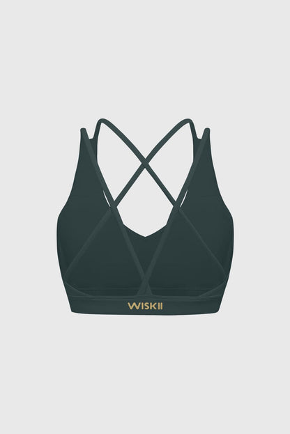 Scoop Neck Crossback Bra | Deep Sea sports bra featuring a strappy criss-cross back and scoop neckline | WISKII Active
