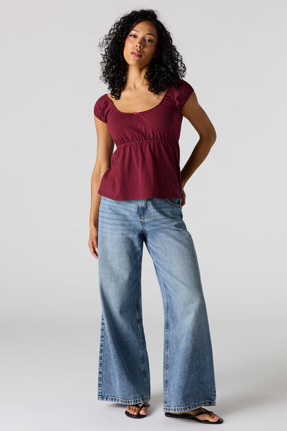 Scoop Neck Peplum Top