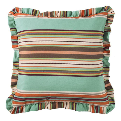 Serape Euro Sham w/ Ruffles - Turquoise, Orange & Brown Euro Sham