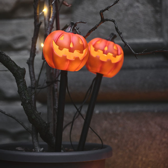 Set of 2 Halloween Pumpkin Stake Lights